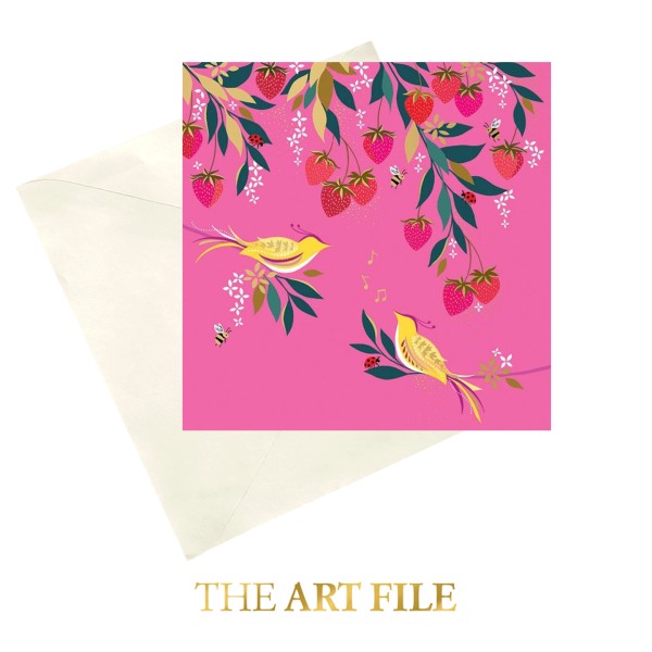 The Art File - Поздравителна картичка за рожден ден "Птици с ягоди" 1